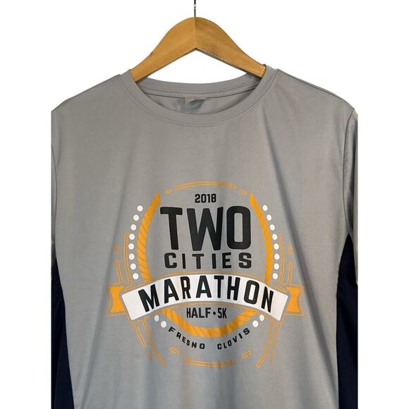 M & M Women 2018 Two Cities Marathon Sports Half 5K Running T-Shirt Size L Gray - Picture 4 of 7